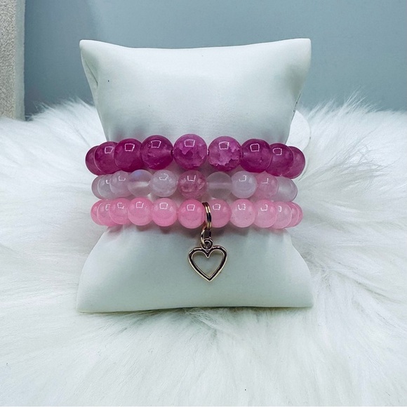 The Pinks Trio Hearty Beaded Bracelet - Picture 6 of 6